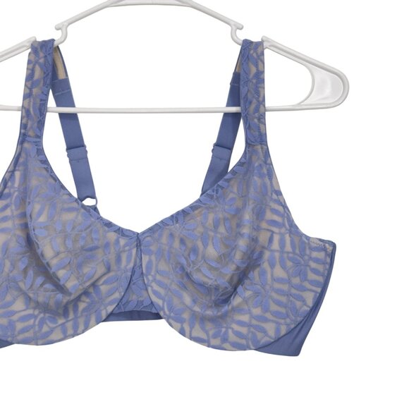 Olga By Warners Womens 40D Full Figure Minimizer Bra Lace Underwire Dusty Blue - Picture 7 of 11